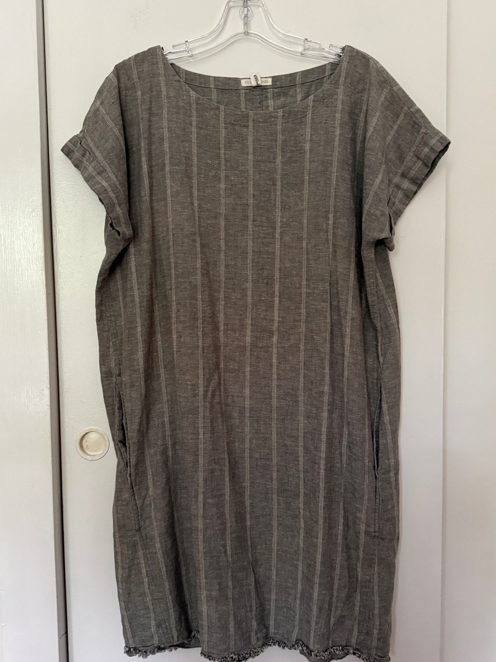 Eileen Fisher Gray Striped Tunic Dress Sz M